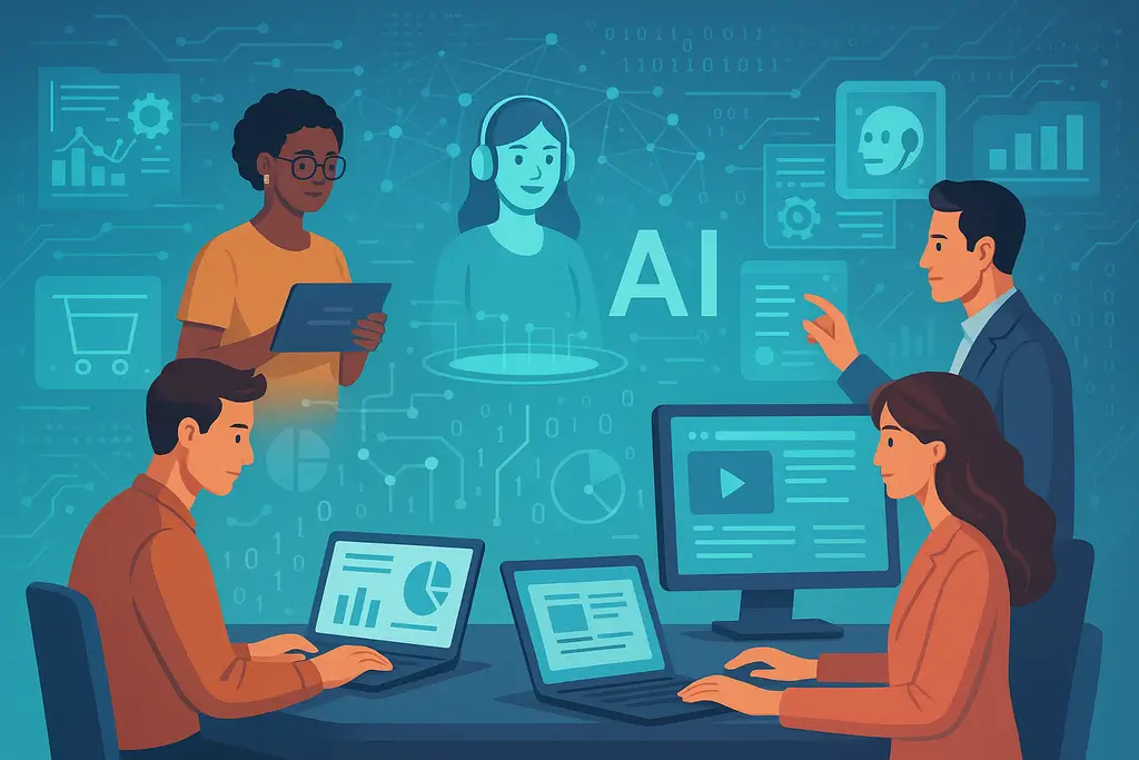 People using artificial intelligence tools to make money in various digital fields like content creation, e-commerce, and automation.
